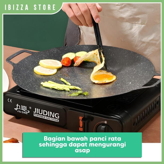 PROMO Panggangan Korea Grill Pan Bulat Datar Bbq /Wajan Bulat Anti Lengket 28 30 32 34cm Alat Teflon