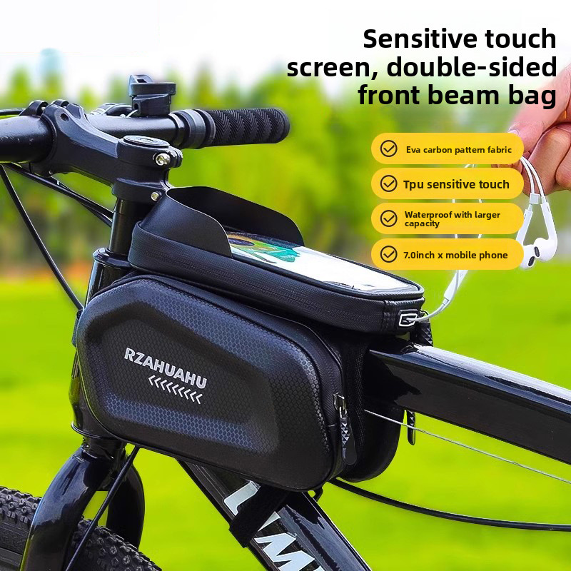 Bike bag front fork bag mountain bike bag phone bag touchscreen top tube bag waterproof hard-shell