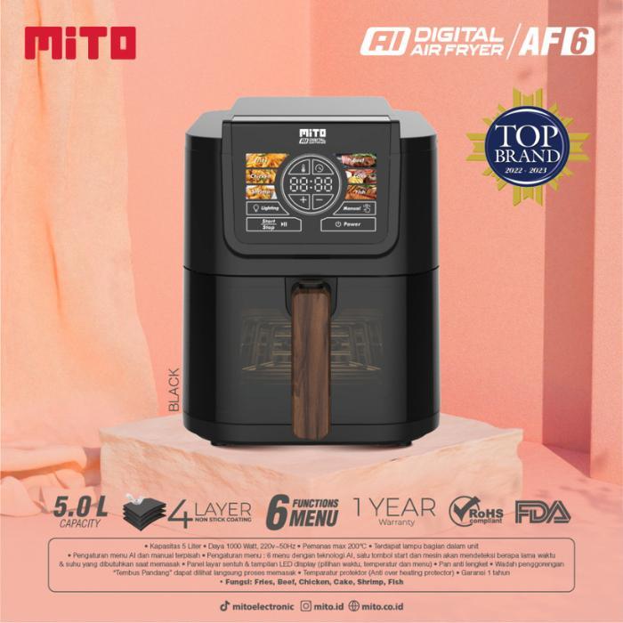 MITO AIR FRYER AF6 TRANSPARAN 5 LITER SMART AI-FRYER 5L MITOCHIBA DIGITAL AI FRAYER AF 6 PAN
