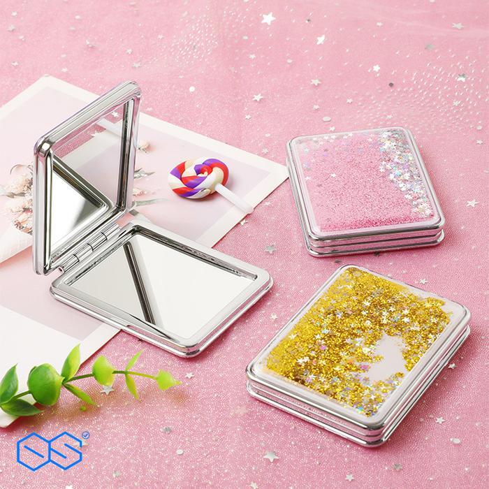 Grosir Termurah Cermin Travel Cermin Saku Kaca Rias Makeup Lipat Bulat Kotak Mini Dua Sisi