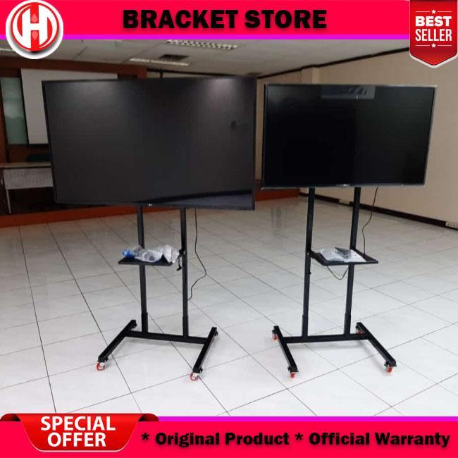Standing Bracket tv 32 43 50 55 Inch Bracket Standing TV Roda Pengonci