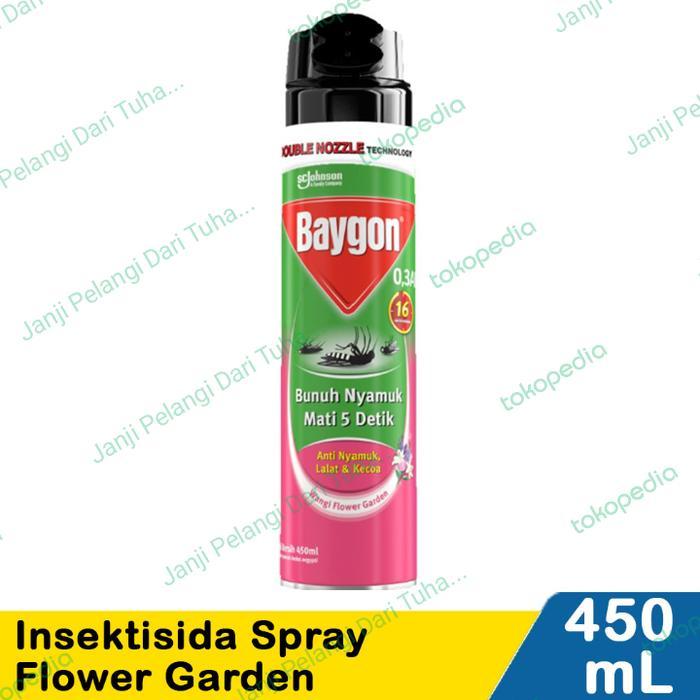 ` Baygon Aerosol Flower Garden Obat Nyamuk 450ml Basmi Nyamuk Demam Berdarah Kecoa Lalat Semprotan