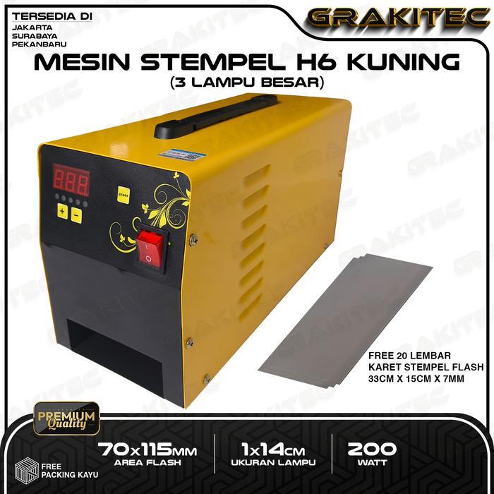 Grakitec Mesin Stempel H6 Kuning 3 Lampu - 1X Flash Jadi Terbaru