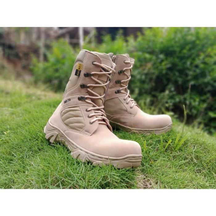 Sepatu Safety Pdl Delta Polpp Tactical Ujung Besi 8 inci Coklat