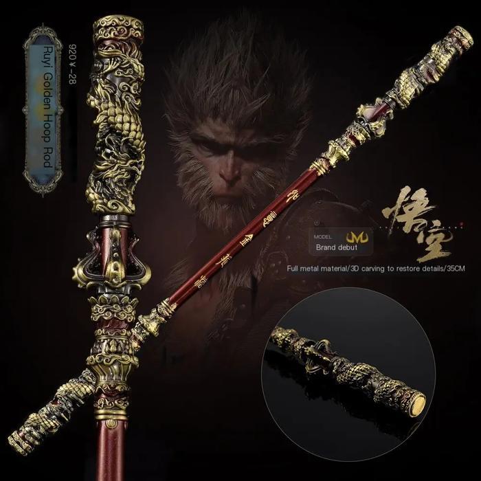 TOYA SAKTI TONGKAT GOKONG Pajangan Aksesoris 1 Meter Black Myth Sun Wukong Game Toya Sakti - GOLD