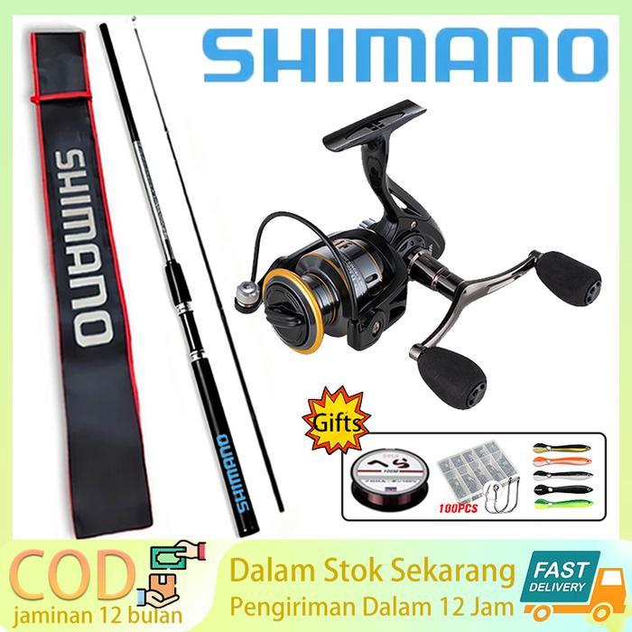 SHIMANO PAKET HITAM 2025: JORAN KARBON TELESKOPIK 1.8-3.0M + REEL LOGAM DUAL ARM HITAM (UKURAN