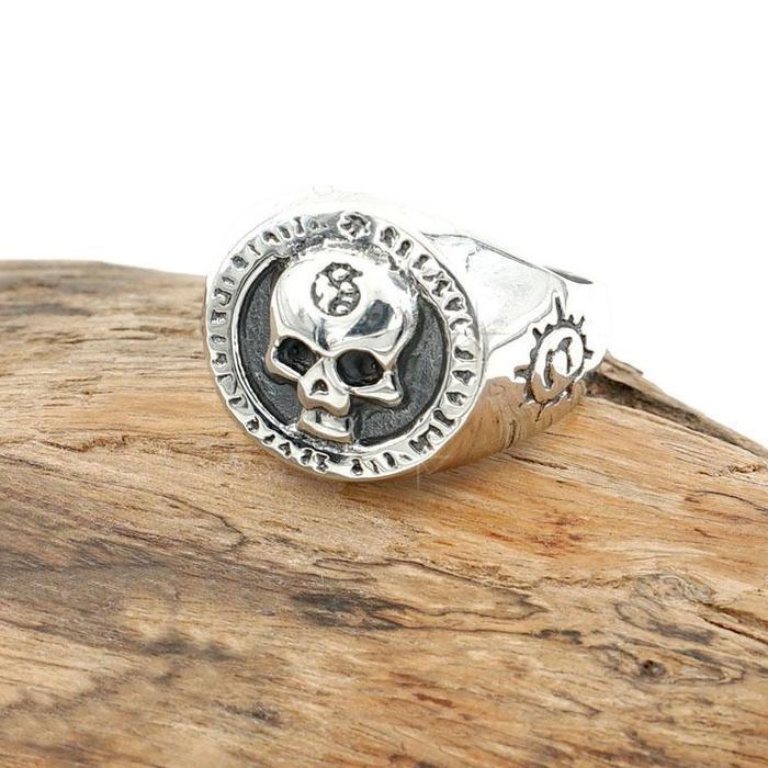 Cincin Pria Gothic Perak 925 Motif Skull Tengkorak Monoxora
