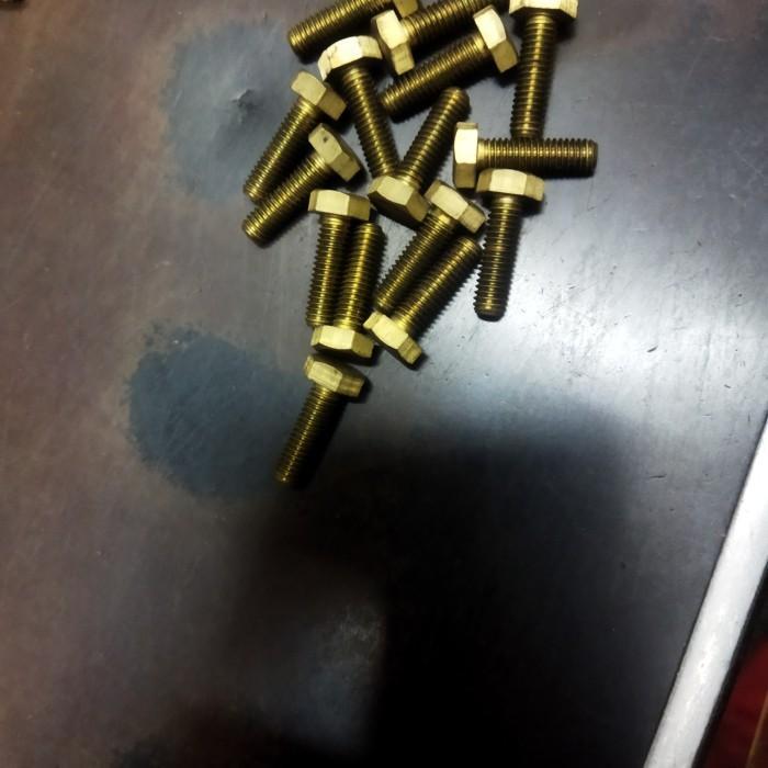 baut+mur kuningan tembaga , m10x35 kunci 17