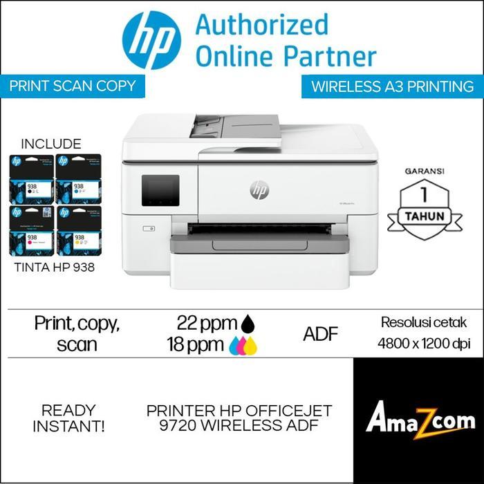 Printer HP 9720 Office Jet A3 Print Scan Copy ADF Wireless All in One