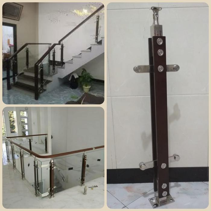 Tiang railing tangga kaca minimalis stainless