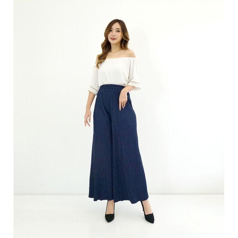 Celana Kulot Plisket Pleated Pants Wanita Highwaist Premium CPLIDI