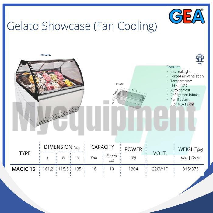 GELATO SHOWCASE FAN COOLING DISPLAY GELATO ES KRIM  GEA MAGIC 16