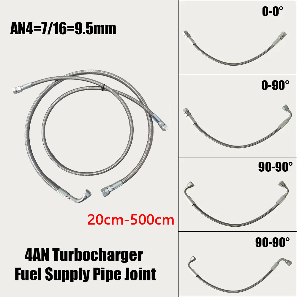4AN Turbo Oil Feed Line Stainless Steel Braided Pressure Stainless Turbocharger Oil Drain Return