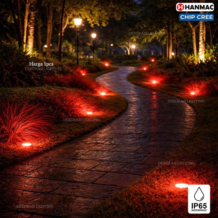 Lampu lantai taman sorot ip65 10cm 11cm + bohlam led 6w cree premium warm white merah biru hijau