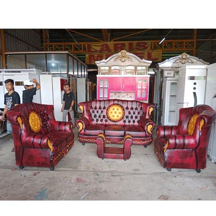 Sofa Jaguar Matahari 321 Wosh + Meja (Promo Harga) - Maroon + Gold