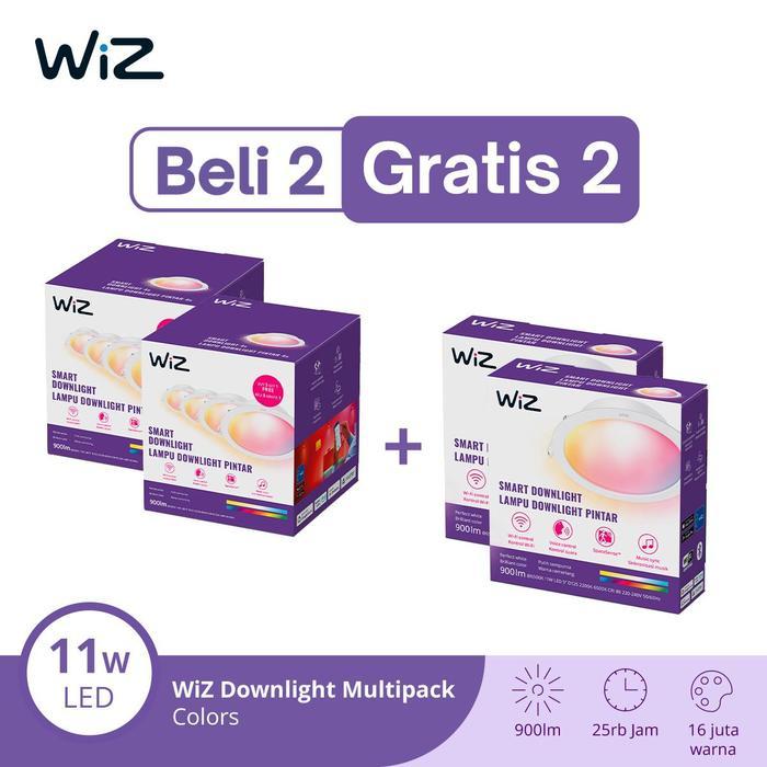 Sale Beli 2 Wiz Lampu Smart Led Multipack Downlight 11W Wifi Rgb Gratis 2 Wiz Lampu Smart Led