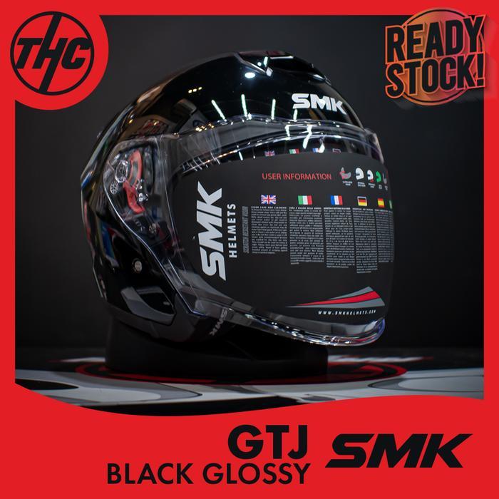 HELM SMK GTJ BLACK GLOSSY HALF FACE HELMET SMK