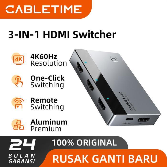 CABLETIME HDMI Switcher 3 In 1 Out 4K Premium Series