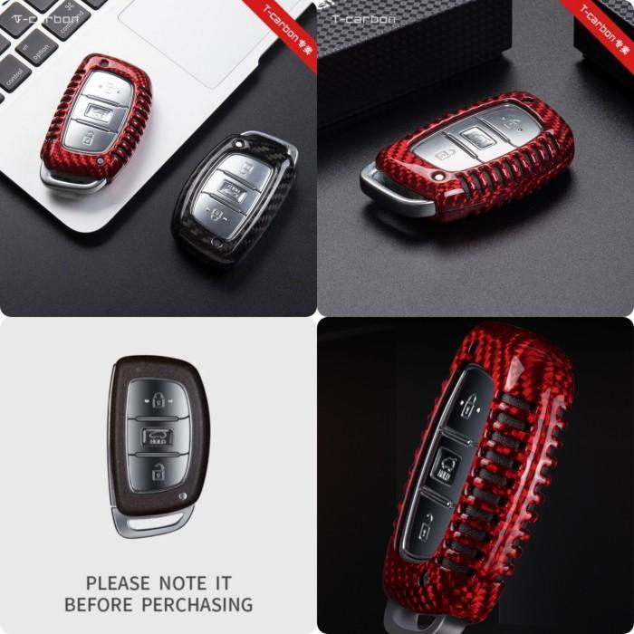 T-Carbon Key Case Sarung Cover Kunci Hyundai Creta , Hyundai Stargazer