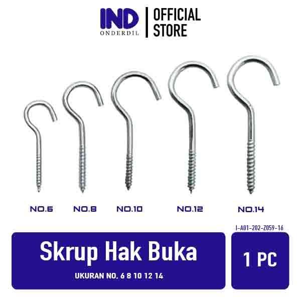 SKRUP HAK TERBUKA NO 6 8 10 12 14 CANTOLAN SCREWHOOK KAITAN KAPSTOK