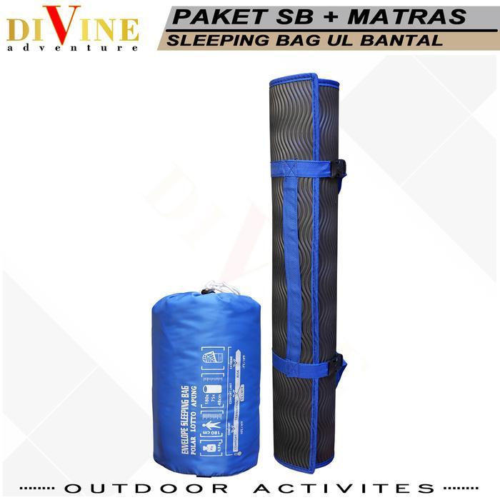 paketan sleeping bag UL bantal + matras spon karet 60x180 sb bantal loto matras tikar spon