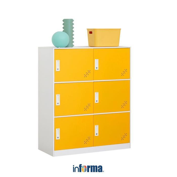 ` Informa Kiev Loker Besi Education 6 Pintu - Putih/Kuning Penyimpanan Barang Lemari Arsip Tempat