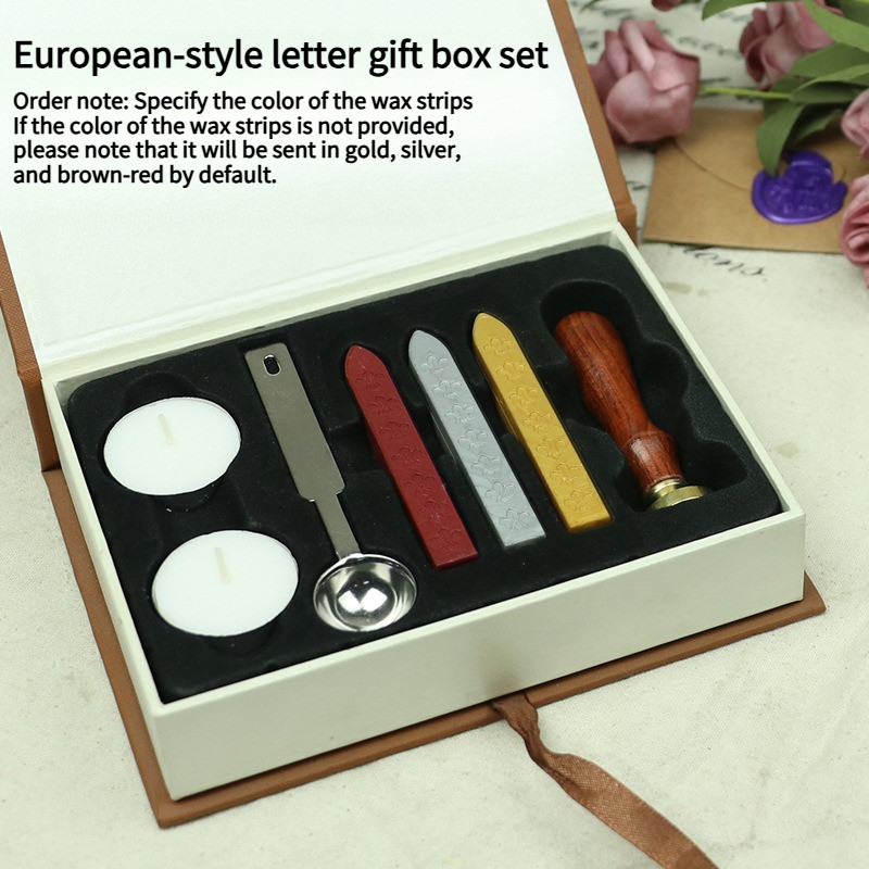 European Style Retro Wax Seal Stamp Set Alphabet Design Gift Box for Envelope Sealing Journal Craft