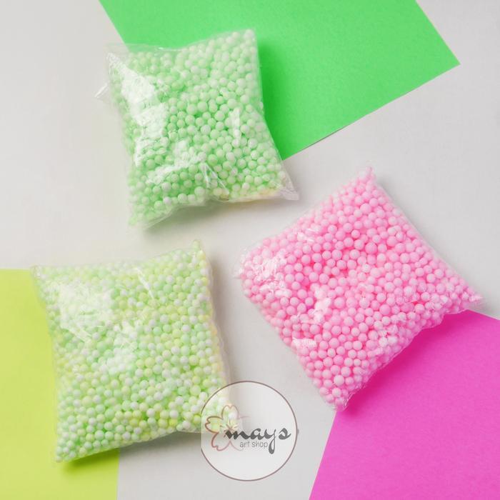 Butiran Gabus Styrofoam Warna Warni - Butir Foam Floam Sterofoam Slime Bola Kecil Undian Kado Craft