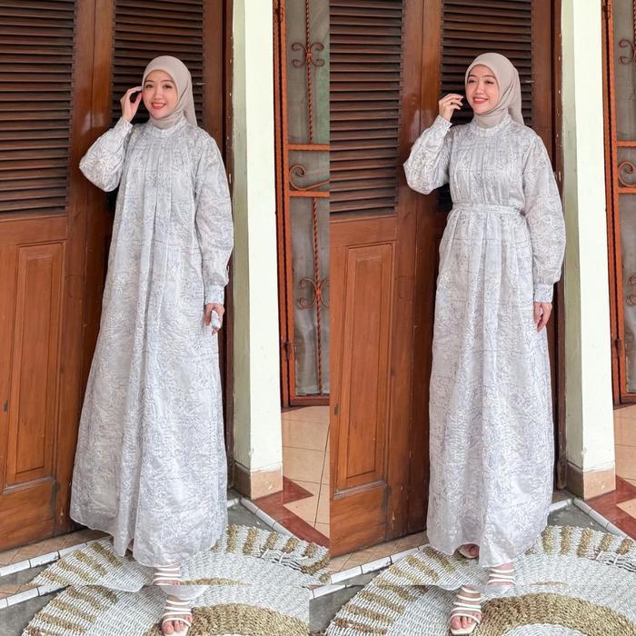 Joley Cloth - Artha Gamis Mewah Tancel Bordir Full Furing Dress Ivory Outfit Raya Kondangan Baju