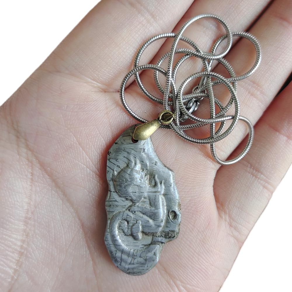 Muonionalusta Iron Meteorite Necklace Natural Meteorite Material Pendant Meteorite Lucky Stone