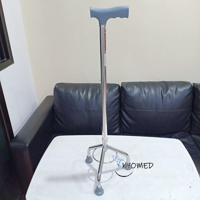 Juara Tongkat Jalan Kaki 4 & 3 Bantu Jalan Untuk Lansia Terapi Rehabilitasi Anti Slip Karet Metal