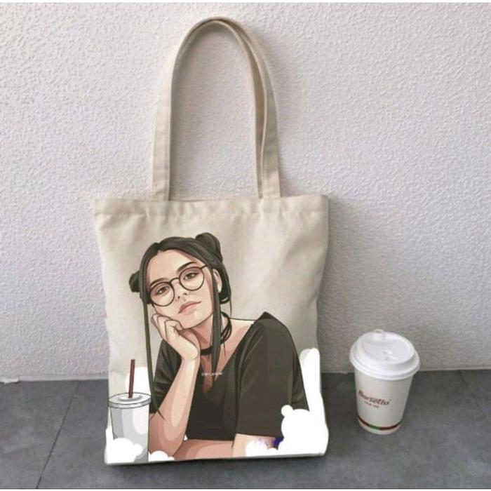 TOTE BAG CEWEK-TOTE BAG GIRL-CEWEK KACAMATA -TOTE BAG LUCU KOREAN STYLE