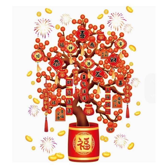 Sticker Imlek Dinding Sticker Kaca Imlek Adsorpsi Elektrostatik Tempelan Hiasan Imlek Window Sticker