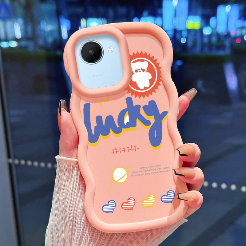 Casing Hp Untuk Realme C30 C30s Narzo 50i Prime Case Beruang Jahitan Doodle Kartun Cesing Polos Kasi