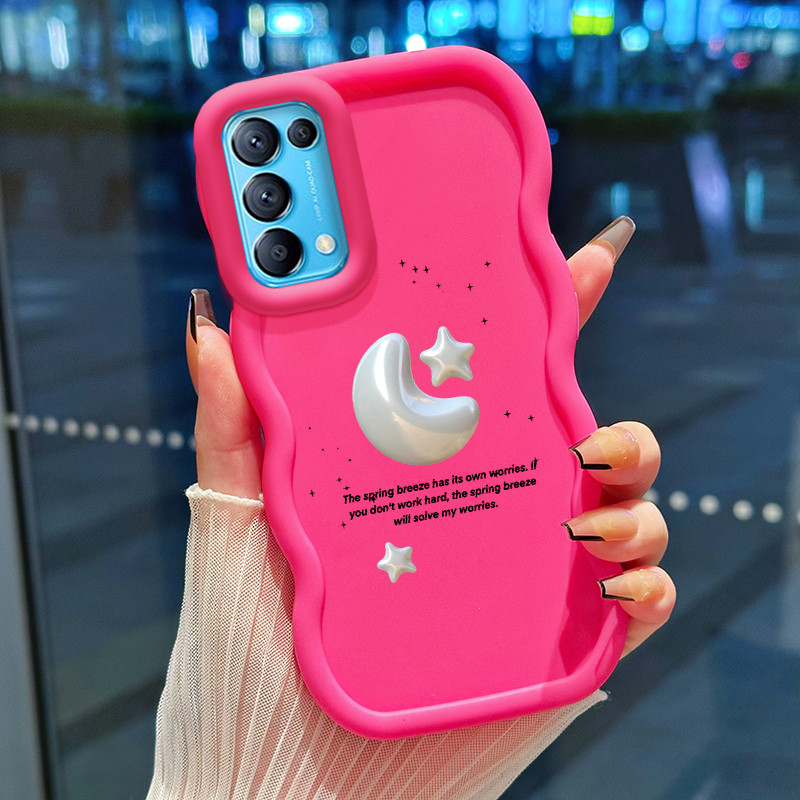 Casing Hp Untuk OPPO Reno 5 4G Reno 5 5G Reno 5K 5G Find X3 Lite Case Silver stars and moon Cesing P