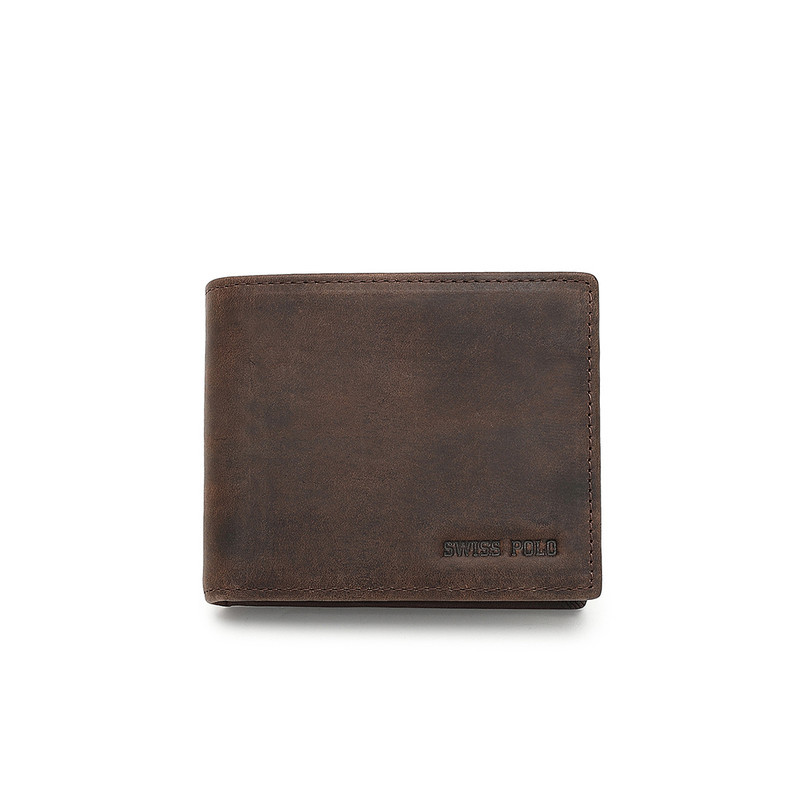 Swiss Polo Genuine Leather RFID Short Wallet (Dompet Pendek Kulit Asli RFID Pria) - Cokelat Pria