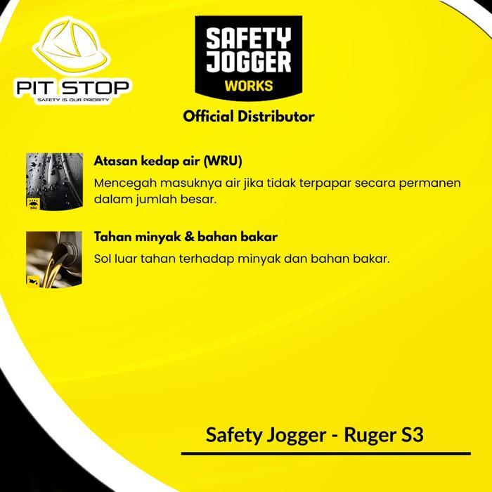Sepatu Safety Jogger Ruger S3 Kulit Toecap Besi Tahan Minyak Bahan Bakar Upper Kulit Proyek Shoes