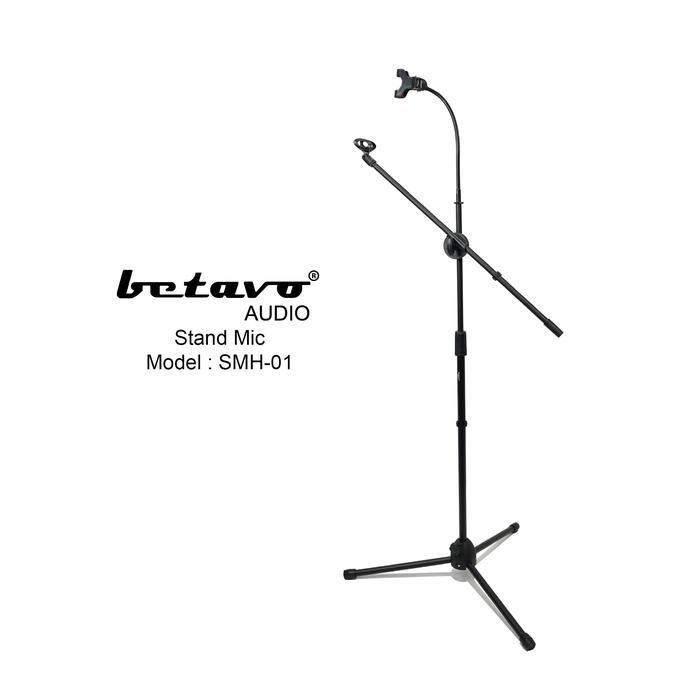 Professional Stand Microphone Betavo SMH-01 Mic Holder & Holder Hp Kaki Tiga Besi