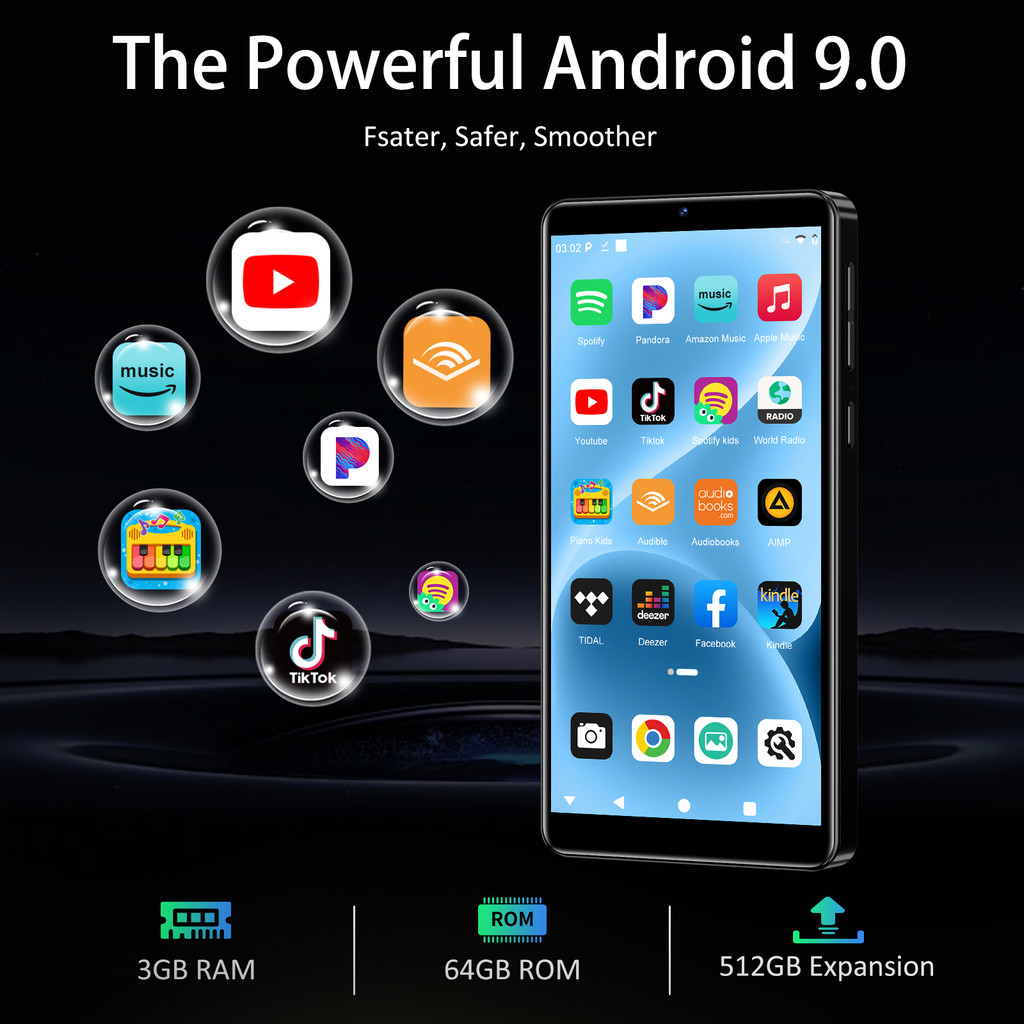 5.5 Inch Full Touch Screen MP3 MP4 Player Bluetooth WIFI High Capacity 80GB Music Player With Camera