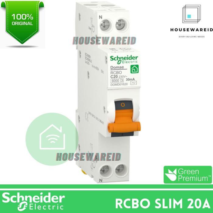 Rcbo Slim Domae 1P+N 20A 30Ma Domd01620 Original / Rcbo Schneider 1 Phase 20 Ampere / Rcbo 1P+N 20A