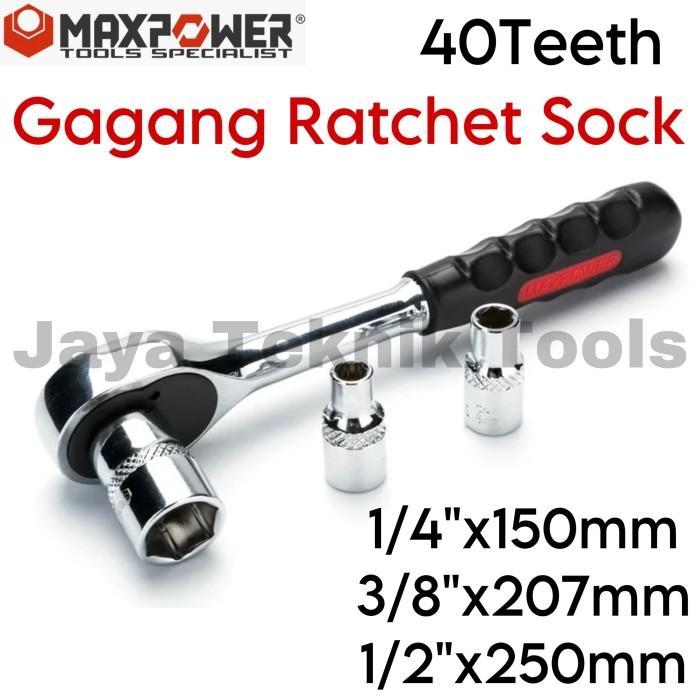Gagang Socket Ratchet Maxpower Wrench Sok Shock Handle 1/4 3/8 1/2