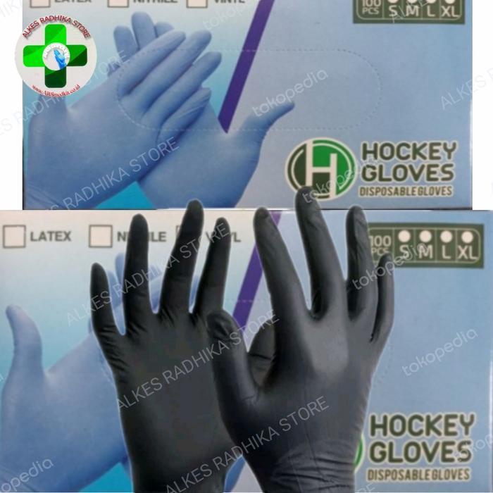 Premium Sarung Tangan Nitril Hitam Hockey Gloves Free Powder Isi 50Pcs Original