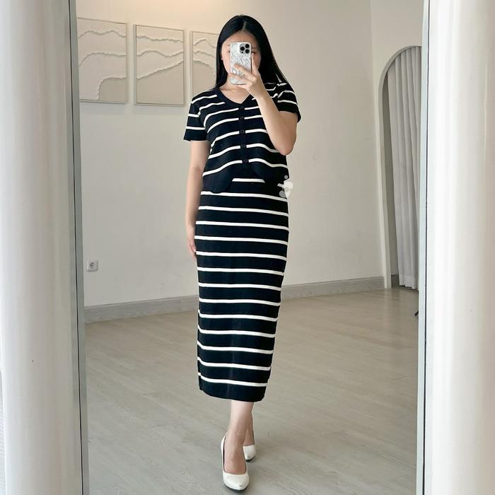 Shenelin Baju Asha One Set - Baju Setelan One Set Premium Wanita Rajut Baju Hamil Stretch Nyaman
