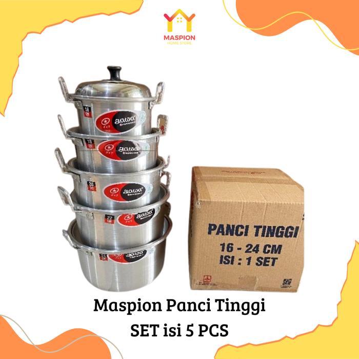 ` Maspion Panci Rebus TL TD Kilap Set 5 PCS - 16 18 20 22 24 CM Aluminium Tebal - MHS