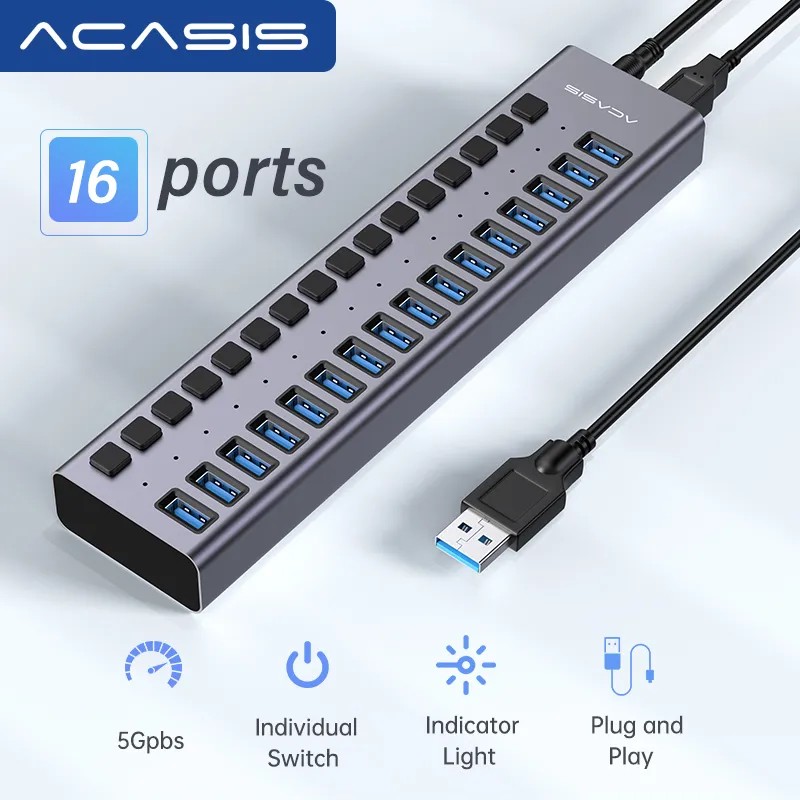 . Acasis Usb Hub 5Gbps Hub Usb 3.0 Splitter Hub With Adapter For Laptop -
