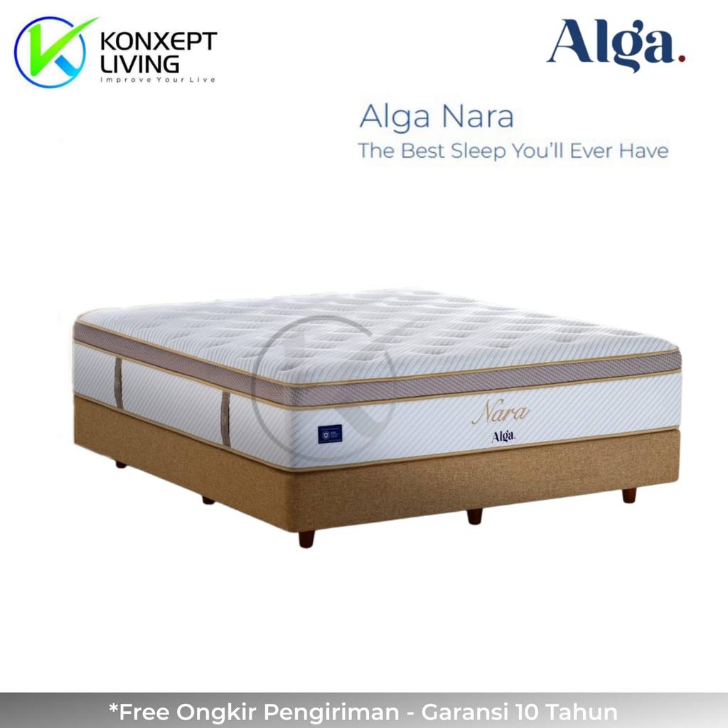 Alga Springbed Nara Pocket Spring Natural Latex Layer Ukuran 100x200 Fullset Tanpa Sandaran
