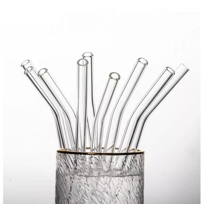 GLASS STRAW/ SEDOTAN KACA - CLEAR 20CM BENING TRANSPARAN