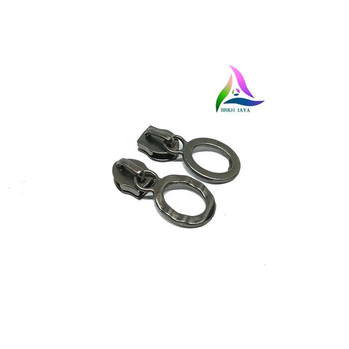 Kepala Resleting Tas No 5 Model Donat Black Nikel Lusinan