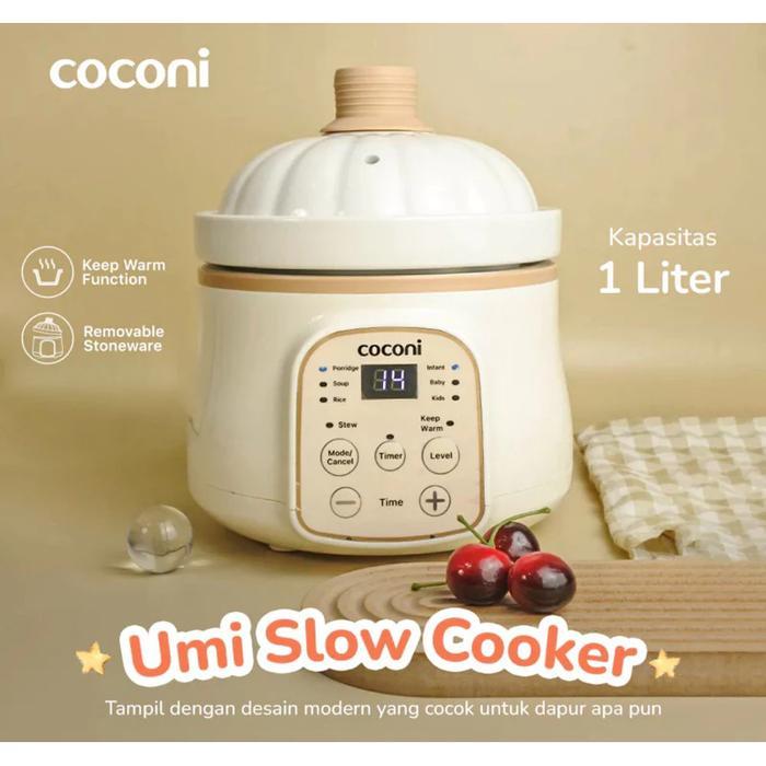 COCONI Umi Slow Cooker 1L Slow Cooker Alat Masak Makanan Bayi Digital - Alat Masak MPASI Makanan