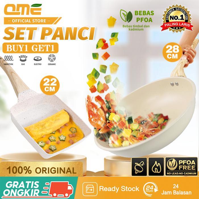 [12.12 Sale] [Exclusive Evi_Masamba] Qme- Beli 1 Dapat 2 Panci Marbel / Tamagoyaki Panci Wajan